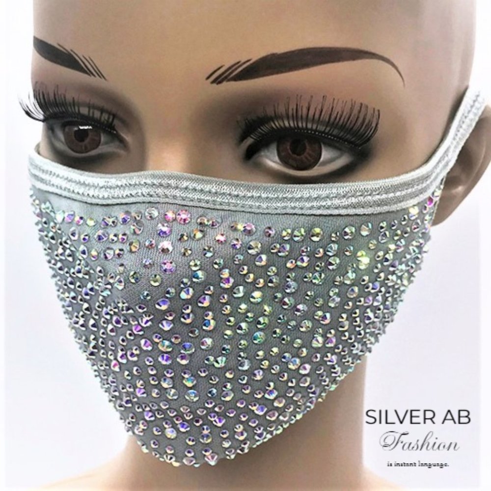 SILVER AB Swarovski Face Masks Bling Face Masks